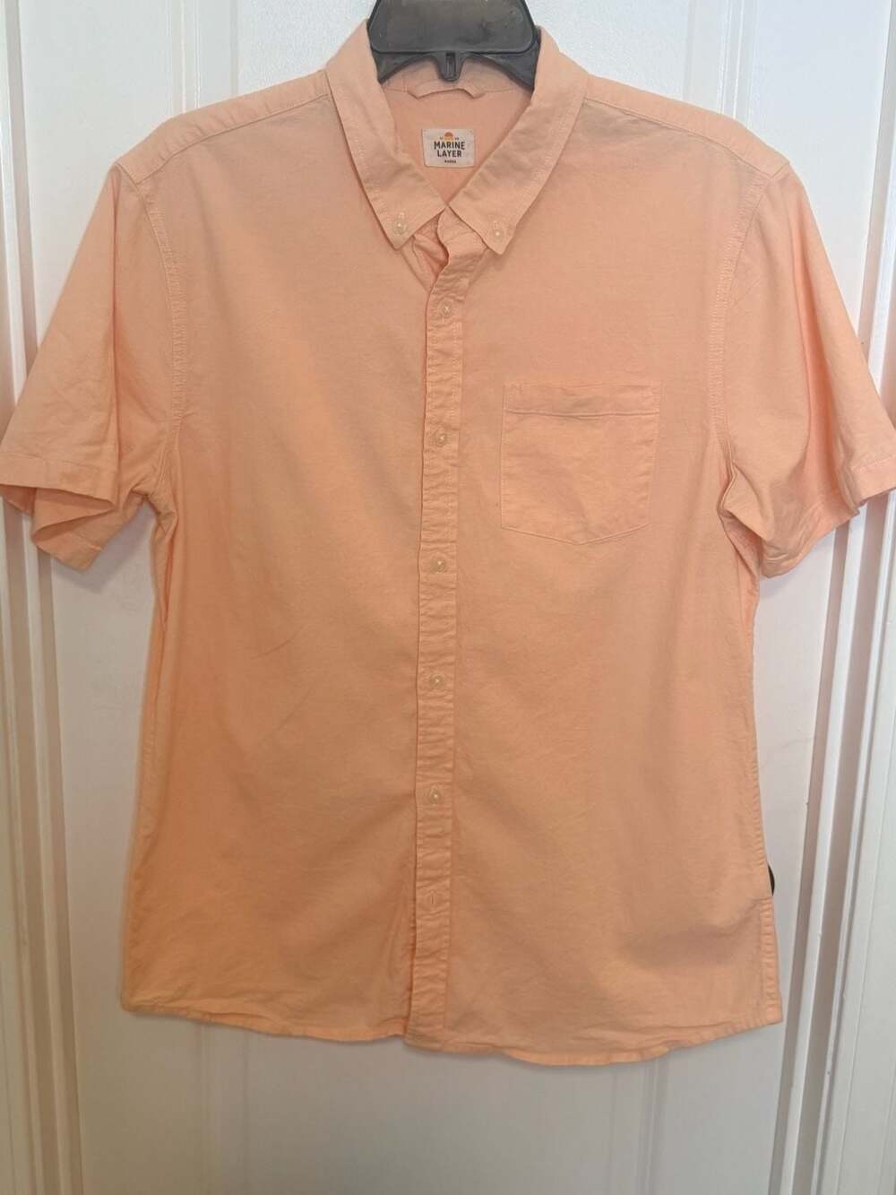 Marine Layer Peach Short Sleeve Button Down Casual Shirt Mens